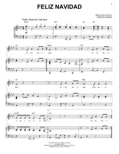 Free Christmas Sheet Music for Piano Feliz Navidad