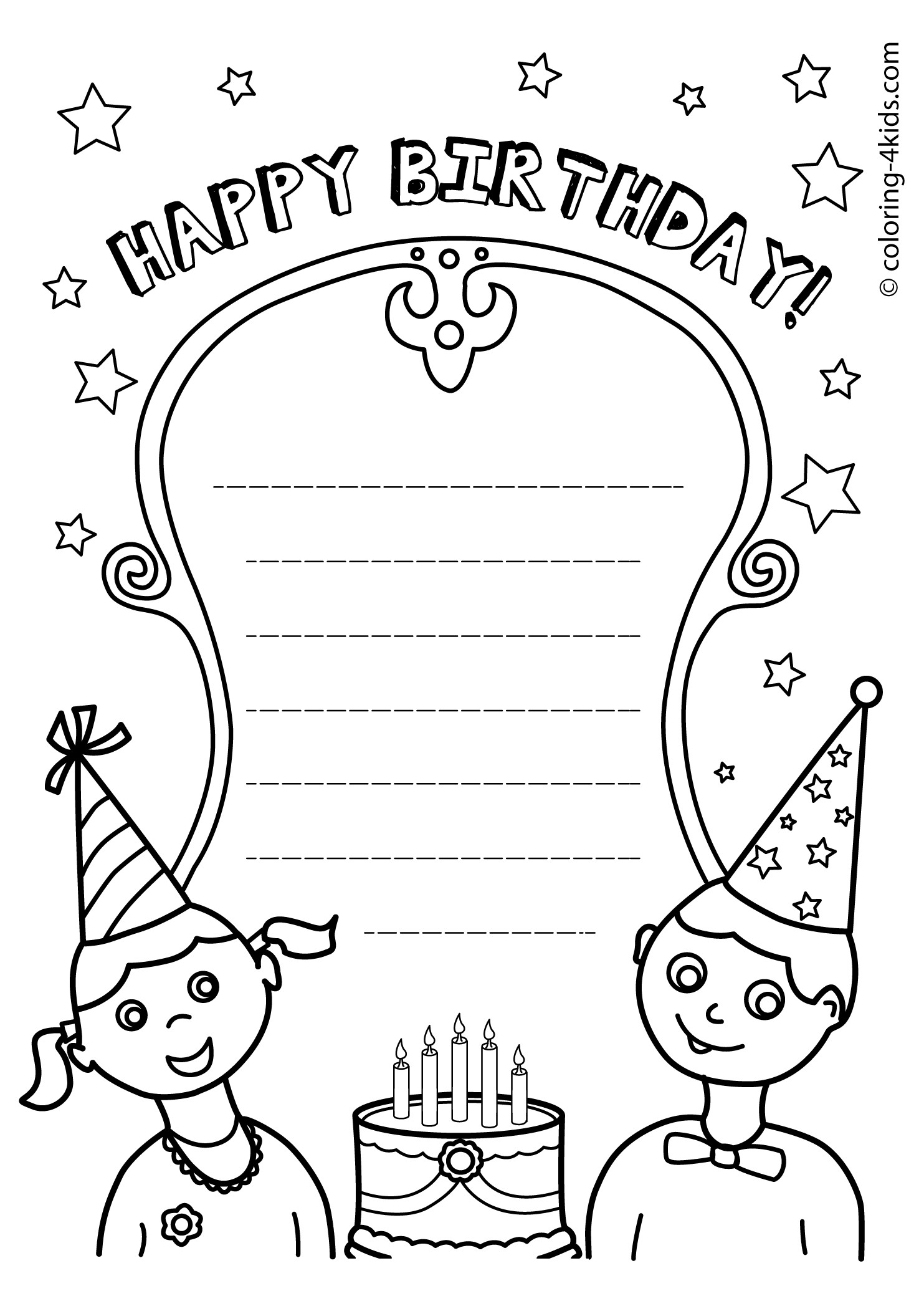 Happy Birthday Printable Coloring Card