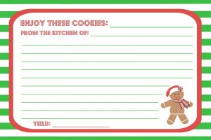 Holiday Recipe Card Template Free