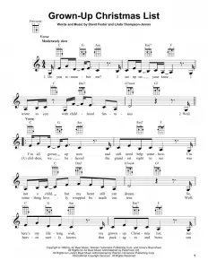 My Grown Up Christmas List Piano Sheet Music Free