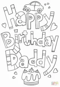 Printable Coloring Birthday Cards for Dad