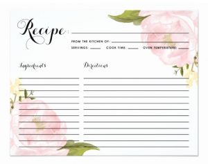 Recipe Card Bridal Shower