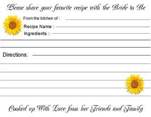 Recipe Cards Bridal Shower