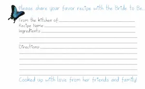 Recipe Cards for Bridal Shower Template