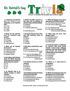 St Patrick’s Day Trivia Questions