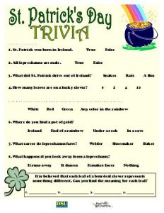 St Patrick Day Trivia Questions and Answers Printable