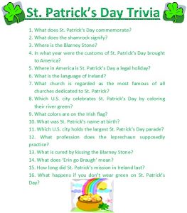 St. Patrick’s Day Trivia for Kids