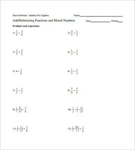 Addition Subtraction Multiplication Division Worksheets