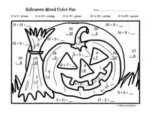 Addition and Subtraction Coloring Worksheets