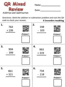 Addition and Subtraction Worksheet