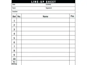 Blank Softball Lineup Card