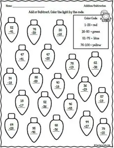 Christmas Addition and Subtraction Worksheets