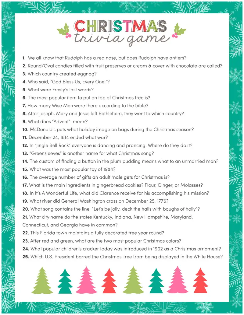 Christmas Trivia Games For Work