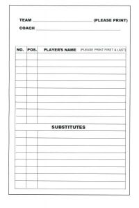 Dugout Lineup Card Template