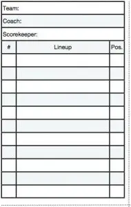 Fillable and Editable Baseball Lineup Card