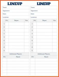 Free Custom Baseball Lineup Cards