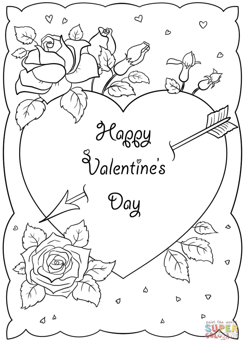 Cartoon Valentines Day Cards Coloring Pages 