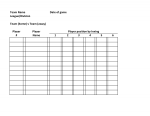 High School Baseball Defensive Lineup Card