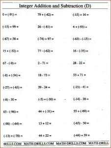 Order of Operations Addition and Subtraction Worksheets