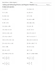 Positive and Negative Addition and Subtraction Worksheets