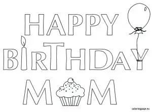 Printable Coloring Birthday Cards for Mom