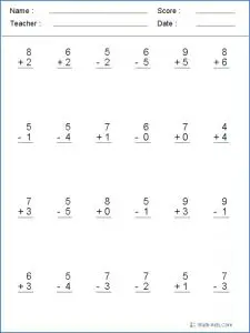 Single Digit Addition and Subtraction Worksheets