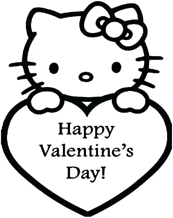 11 Cute Printable Valentine s Day Cards to Color Kitty Baby Love
