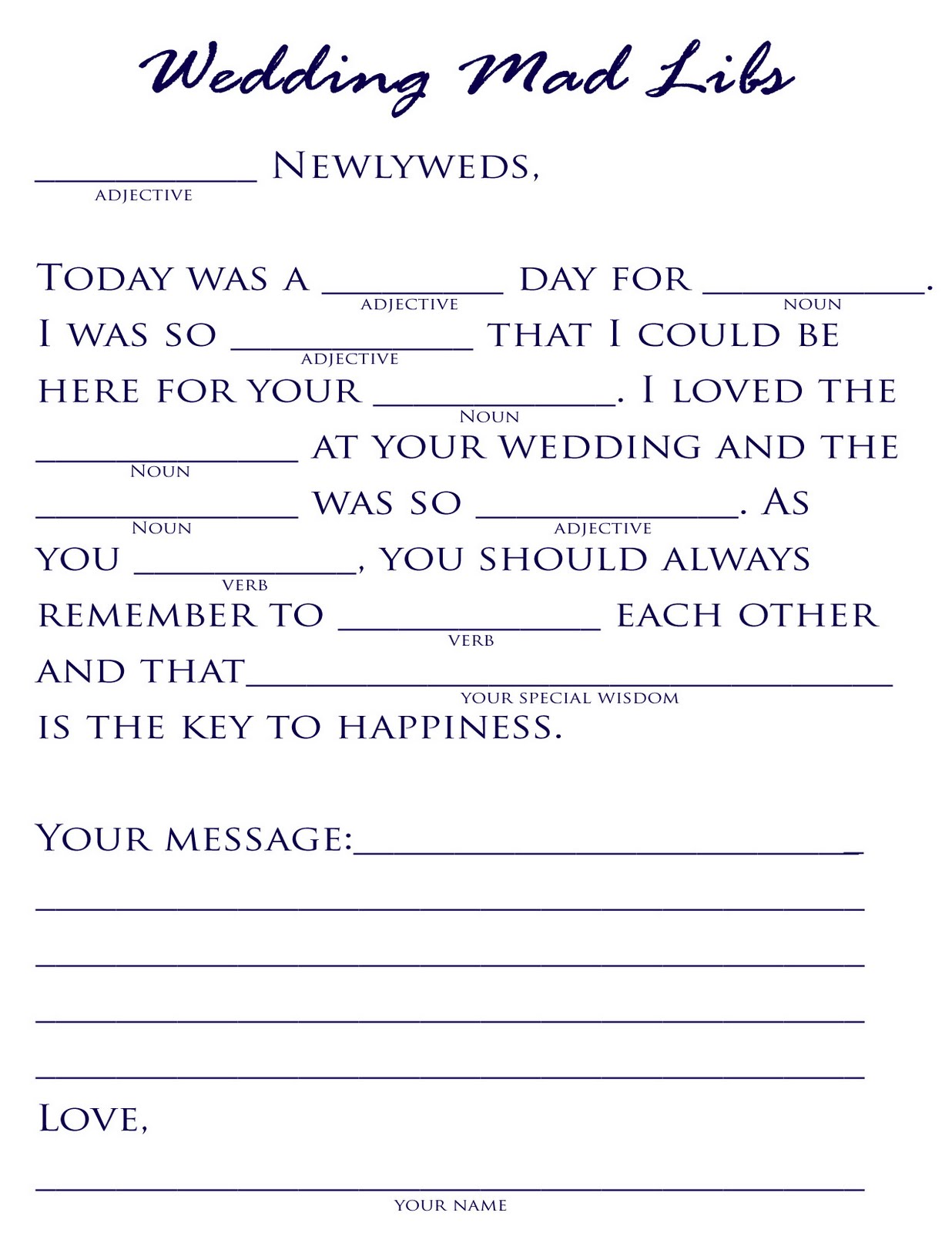 18 Fun Wedding Mad Libs KittyBabyLove.com