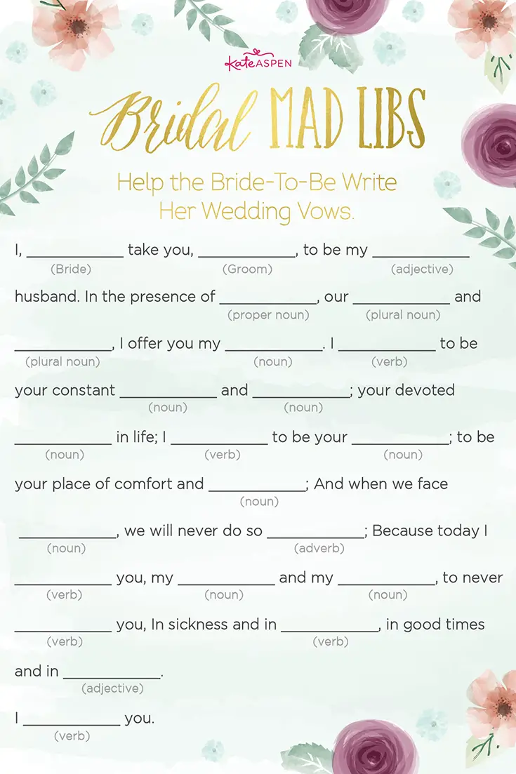 18 Fun Wedding Mad Libs - Kitty Baby Love