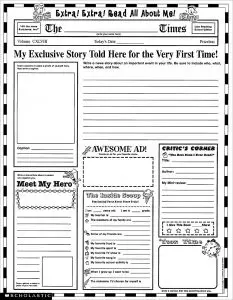All About Me Newspaper Worksheet
