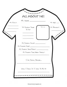 All About Me Worksheet Middle School