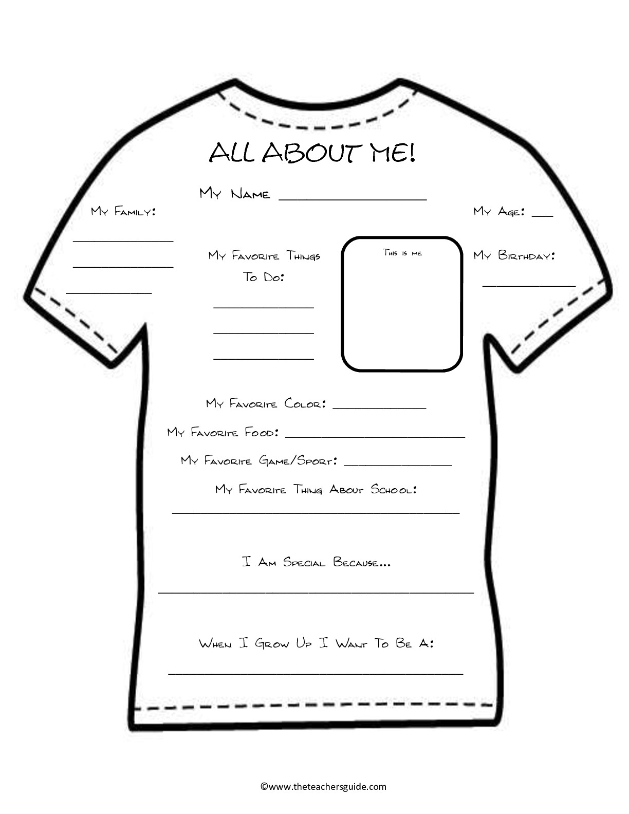 About Me Worksheet Middle School Free Printable
