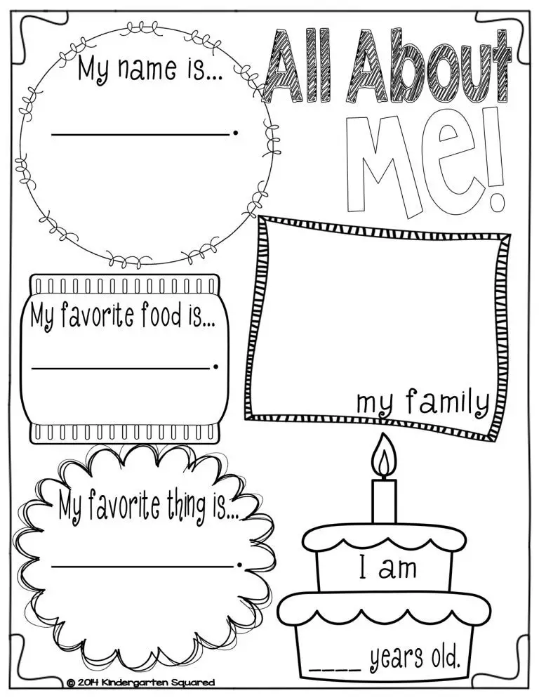 33 Pedagogic 'All About Me' Worksheets Kitty Baby Love
