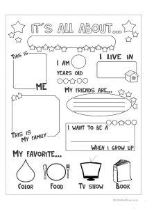 All About Me Worksheet for Elementary Students