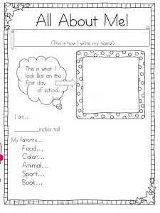 All About Me Writing Worksheet