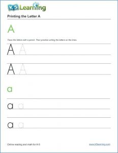 Alphabet Worksheets Letter A