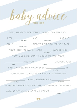 16 Fun Baby Shower Mad Libs - Kitty Baby Love