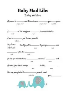 Baby Shower Mad Libs Printable Free