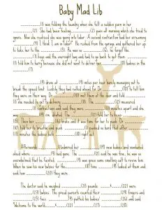 Best Baby Shower Mad Libs Printable Story
