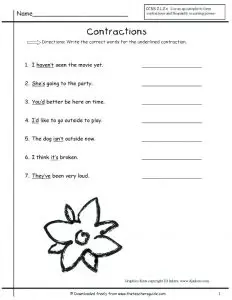 Contracted Forms Worksheet