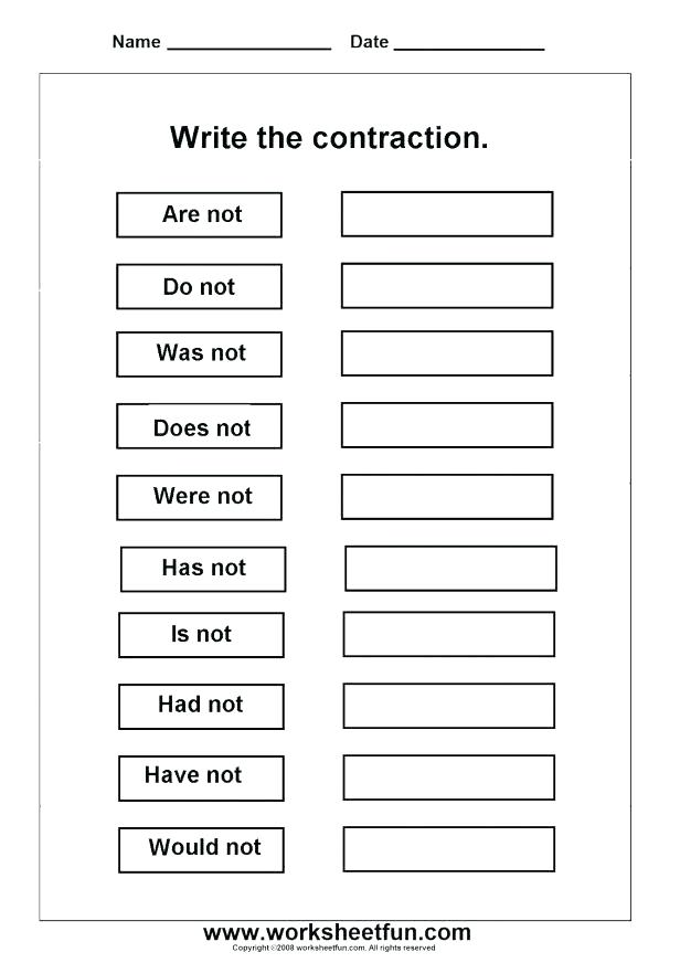 38 Contractions Worksheets for Improving Your Grammar | KittyBabyLove.com