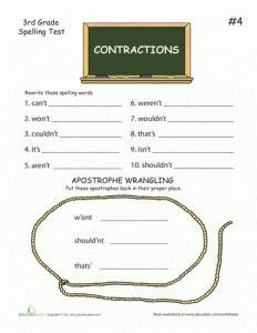Contractions Worksheet 3rd Grade