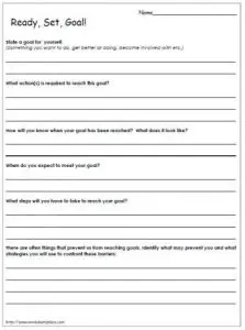 Easy Goal Setting Worksheet