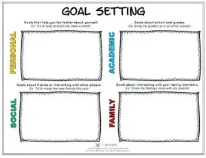 Elementary School Goal Setting Worksheet