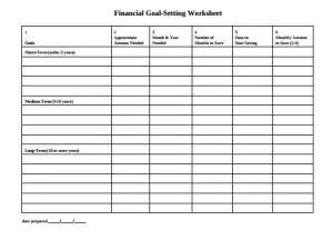 Financial Planning Goal Setting Worksheet