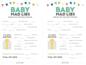Free Baby Shower Mad Libs