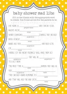 Free Baby Shower Mad Libs Template