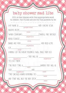 Free Funny Baby Shower Mad Libs Printable Template