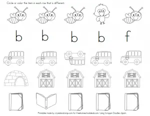 Free Printable Letter B Worksheet for Kindergarten