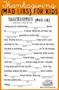 Free Thanksgiving Printable Mad Libs